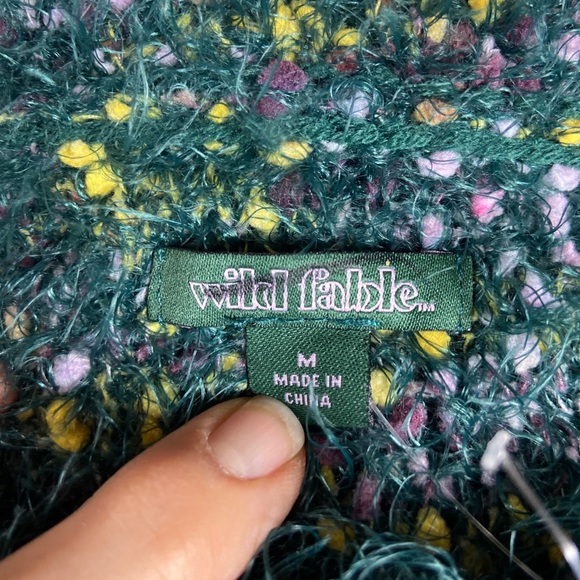 B1 Wild Fable Green Flocked Sweater M - Picture 3 of 4